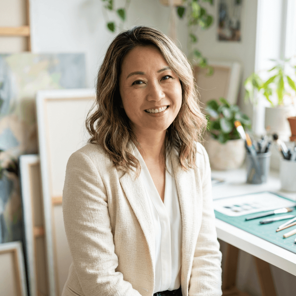 Linda Chen, East Asian woman in her late 30s, professional and calm