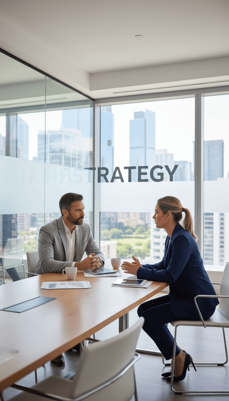Professional consultant in a discussion with a client in a bright modern office